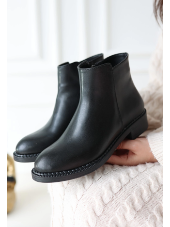 Moed Siyah Cilt Topuklu Bot Moed Siyah Cilt Topuklu Bot