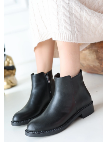 Moed Siyah Cilt Topuklu Bot Moed Siyah Cilt Topuklu Bot