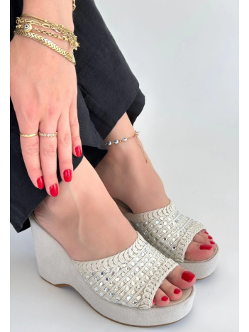 Moka Bej Triko Dolgu Topuk Terlik Moka Bej Triko Dolgu Topuk Terlik