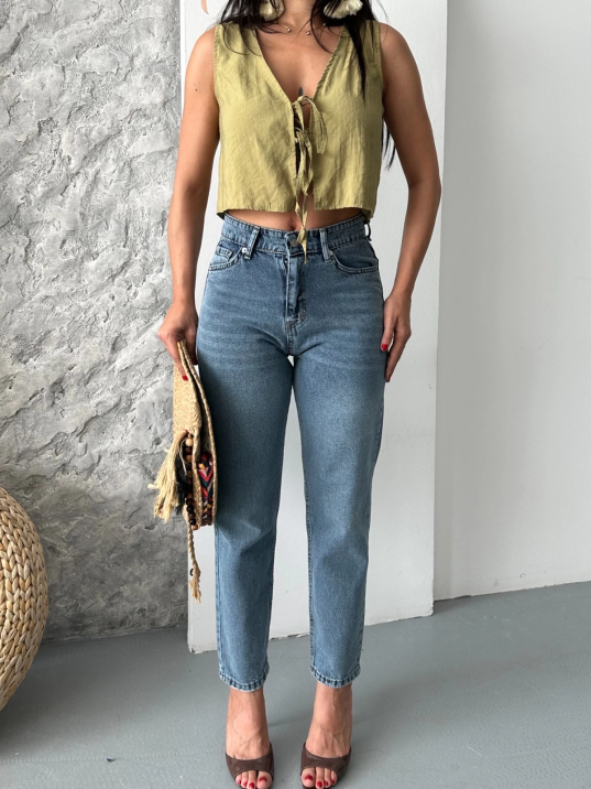 Mom fit bıyık kar yıkama jeans pantolon koyu mavi d2006 Mom fit bıyık kar yıkama jeans pantolon koyu mavi d2006