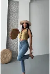 Mom Fit Bıyık Kar Yıkama Jeans Pantolon Koyu Mavi D2006