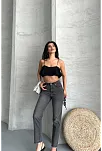 Mom Fit Enzim Taş Yıkama Jeans Pantolon Füme D2006