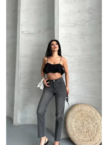 Mom Fit Enzim Taş Yıkama Jeans Pantolon Füme D2006 Mom Fit Enzim Taş Yıkama Jeans Pantolon Füme D2006