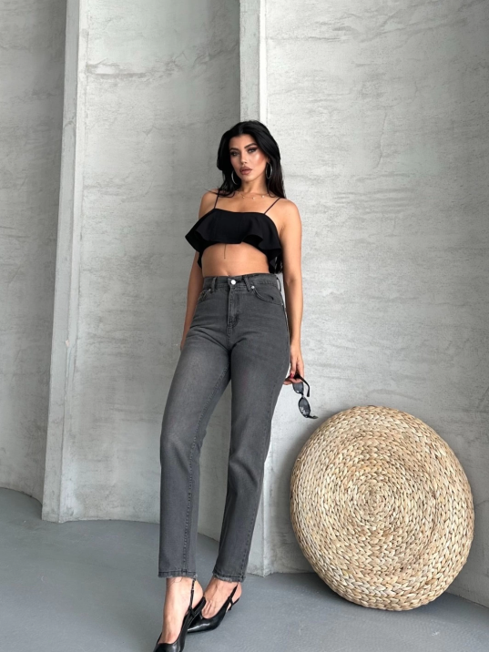 Mom fit enzim taş yıkama jeans pantolon füme d2006 Mom fit enzim taş yıkama jeans pantolon füme d2006