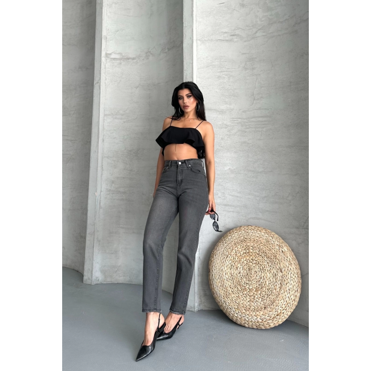 Mom fit enzim taş yıkama jeans pantolon füme d2006 Mom fit enzim taş yıkama jeans pantolon füme d2006