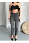 Mom Fit Enzim Taş Yıkama Jeans Pantolon Füme D2006