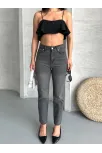 Mom Fit Enzim Taş Yıkama Jeans Pantolon Füme D2006 Mom Fit Enzim Taş Yıkama Jeans Pantolon Füme D2006