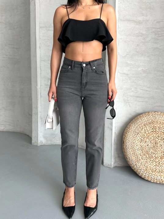 Mom fit enzim taş yıkama jeans pantolon füme d2006 Mom fit enzim taş yıkama jeans pantolon füme d2006