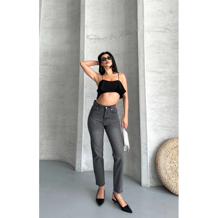Mom fit enzim taş yıkama jeans pantolon füme d2006 Mom fit enzim taş yıkama jeans pantolon füme d2006
