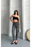 Mom Fit Enzim Taş Yıkama Jeans Pantolon Füme D2006 Mom Fit Enzim Taş Yıkama Jeans Pantolon Füme D2006