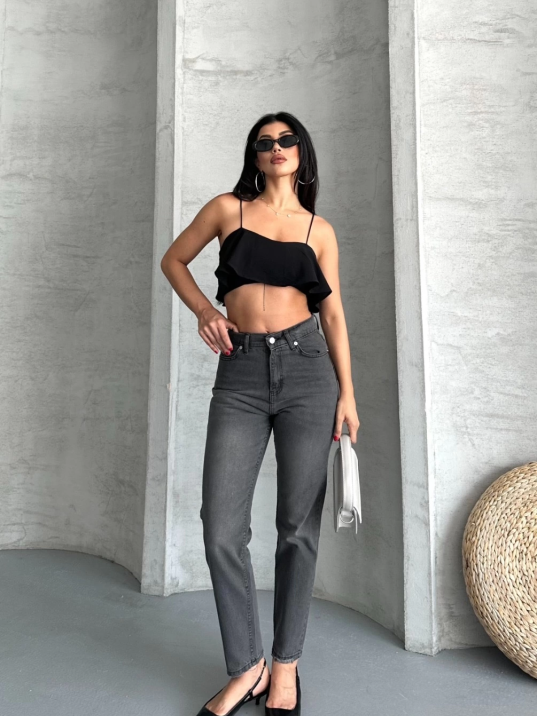 Mom fit enzim taş yıkama jeans pantolon füme d2006 Mom fit enzim taş yıkama jeans pantolon füme d2006