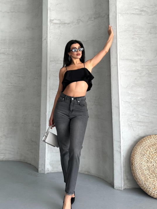 Mom fit enzim taş yıkama jeans pantolon füme d2006 Mom fit enzim taş yıkama jeans pantolon füme d2006