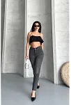 Mom Fit Enzim Taş Yıkama Jeans Pantolon Füme D2006