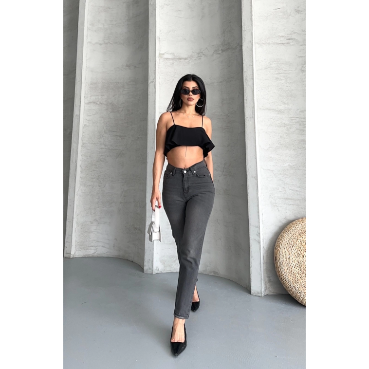 Mom fit enzim taş yıkama jeans pantolon füme d2006 Mom fit enzim taş yıkama jeans pantolon füme d2006