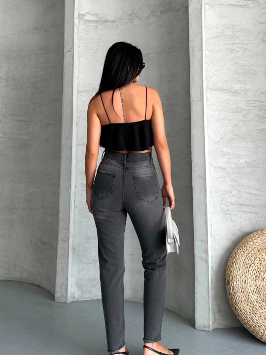 Mom fit enzim taş yıkama jeans pantolon füme d2006 Mom fit enzim taş yıkama jeans pantolon füme d2006