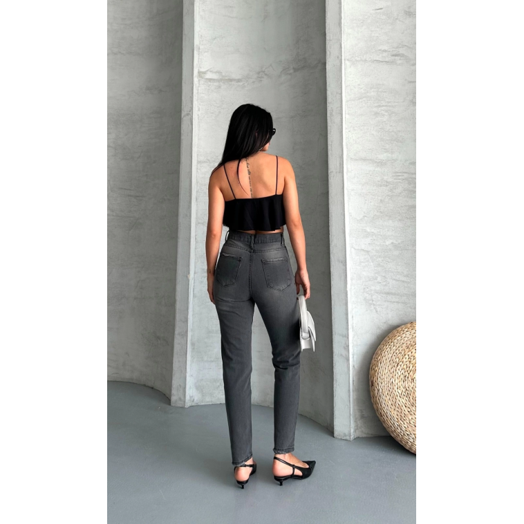Mom fit enzim taş yıkama jeans pantolon füme d2006 Mom fit enzim taş yıkama jeans pantolon füme d2006