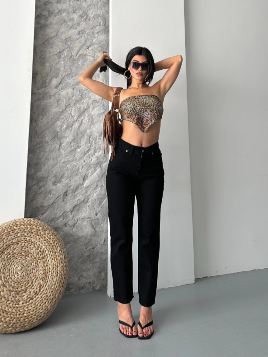 Mom fit enzim taş yıkama jeans pantolon siyah d2006 Mom fit enzim taş yıkama jeans pantolon siyah d2006