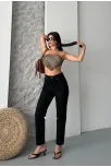 Mom Fit Enzim Taş Yıkama Jeans Pantolon Siyah D2006