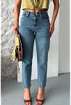 Mom Fit Kar Yıkama Bıyık Detaylı Jeans Pantolon D2006