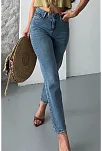 Mom Fit Kar Yıkama Bıyık Detaylı Jeans Pantolon D2006