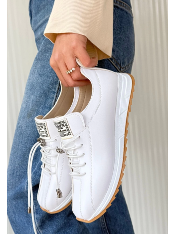 Monya Beyaz Cilt Bağcıklı Spor Ayakkabı Monya Beyaz Cilt Bağcıklı Spor Ayakkabı