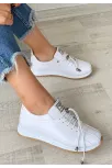 Monya Beyaz Cilt Bağcıklı Spor Ayakkabı