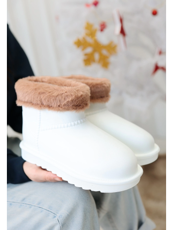 Mordi Beyaz Oval Burunlu Su Geçirmez İçi Kürklü  Bot Mordi Beyaz Oval Burunlu Su Geçirmez İçi Kürklü  Bot