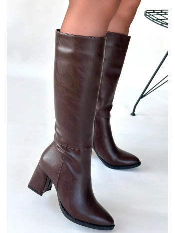 Morena Acı Kahve Cilt Topuklu Çizme Morena Acı Kahve Cilt Topuklu Çizme