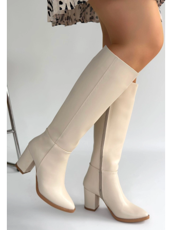 Morena Bej Cilt Bej Tabanlı Topuklu Çizme
