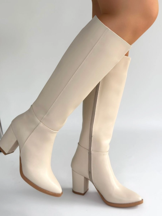 Morena Bej Cilt Bej Tabanlı Topuklu Çizme