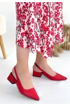 Morji Kırmızı Cilt Topuklu Ayakkabı Morji Kırmızı Cilt Topuklu Ayakkabı