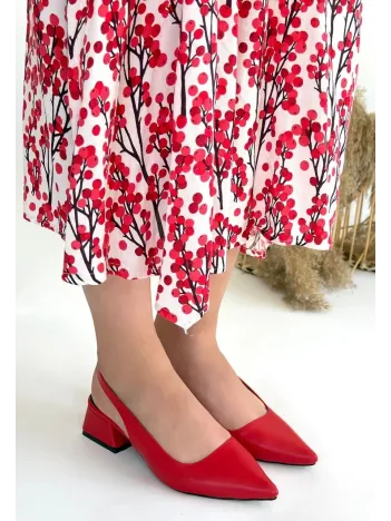 Morji Kırmızı Cilt Topuklu Ayakkabı Morji Kırmızı Cilt Topuklu Ayakkabı