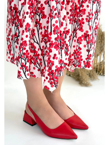 Morji Kırmızı Cilt Topuklu Ayakkabı Morji Kırmızı Cilt Topuklu Ayakkabı