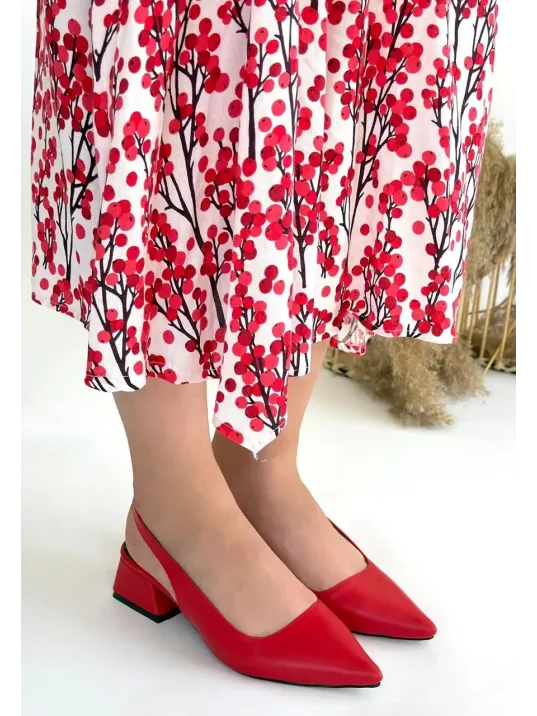 Morji Kırmızı Cilt Topuklu Ayakkabı Morji Kırmızı Cilt Topuklu Ayakkabı