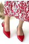 Morji Kırmızı Cilt Topuklu Ayakkabı Morji Kırmızı Cilt Topuklu Ayakkabı