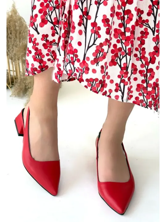 Morji Kırmızı Cilt Topuklu Ayakkabı Morji Kırmızı Cilt Topuklu Ayakkabı