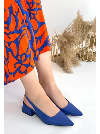 Morji Mavi Cilt Topuklu Ayakkabı Morji Mavi Cilt Topuklu Ayakkabı