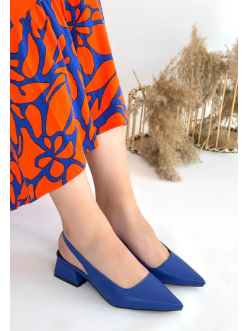 Morji Mavi Cilt Topuklu Ayakkabı Morji Mavi Cilt Topuklu Ayakkabı