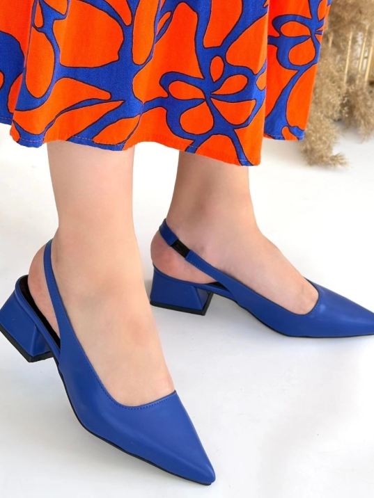 Morji Mavi Cilt Topuklu Ayakkabı