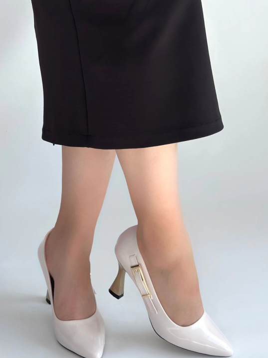 Motya Bej Rugan Topuklu Ayakkabı