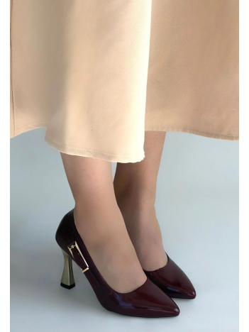 Motya Bordo Rugan Topuklu Ayakkabı