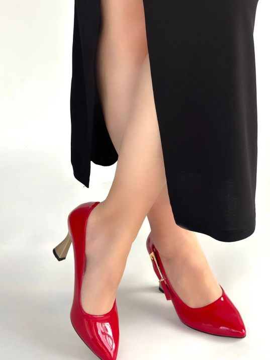 Motya Kırmızı Rugan Topuklu Ayakkabı