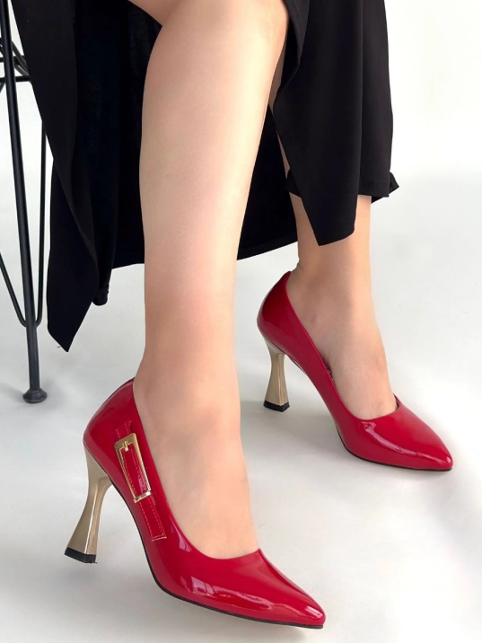 Motya Kırmızı Rugan Topuklu Ayakkabı