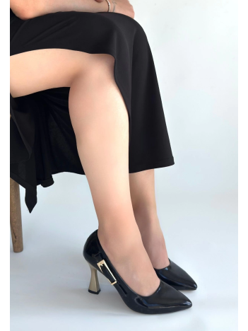 Motya Siyah Rugan Topuklu Ayakkabı