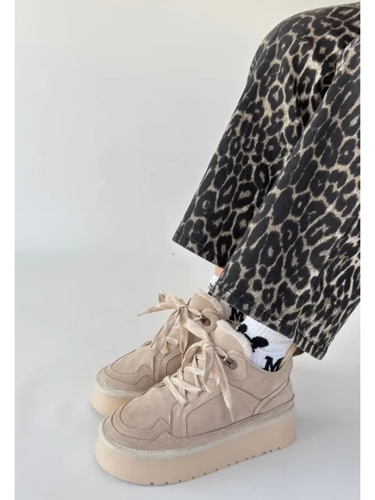 Muden Bej Süet Bağcıklı Bot Muden Bej Süet Bağcıklı Bot