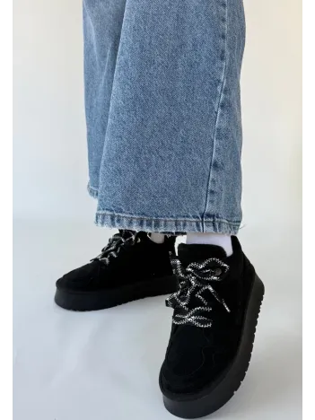 Muden Siyah Süet Bağcıklı Bot Muden Siyah Süet Bağcıklı Bot