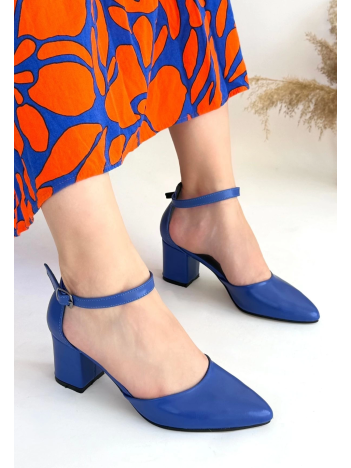 Mulen Mavi Cilt Topuklu Ayakkabı Mulen Mavi Cilt Topuklu Ayakkabı