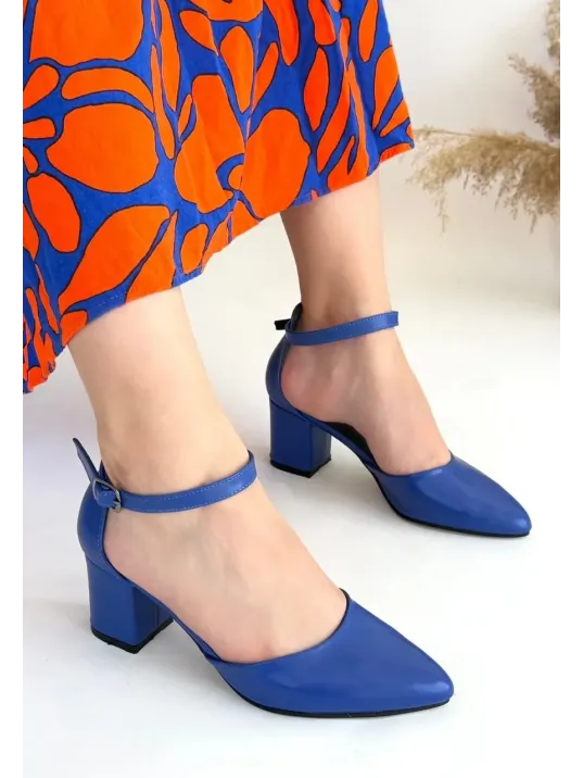Mulen Mavi Cilt Topuklu Ayakkabı Mulen Mavi Cilt Topuklu Ayakkabı