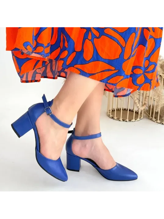 Mulen Mavi Cilt Topuklu Ayakkabı Mulen Mavi Cilt Topuklu Ayakkabı