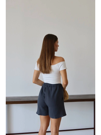 Müslin Kumaş Şort Bağcıklı Antrasit Pt Müslin Kumaş Şort Bağcıklı Antrasit Pt